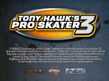 Tony Hawk Pro Skater 3 (US) screen shot title